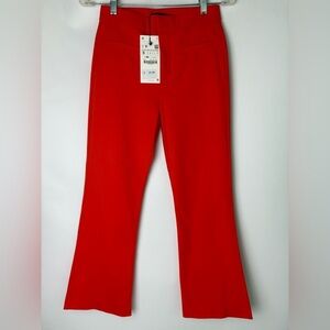 NWT Zara Red Orange Ankle Flare Dress Pants